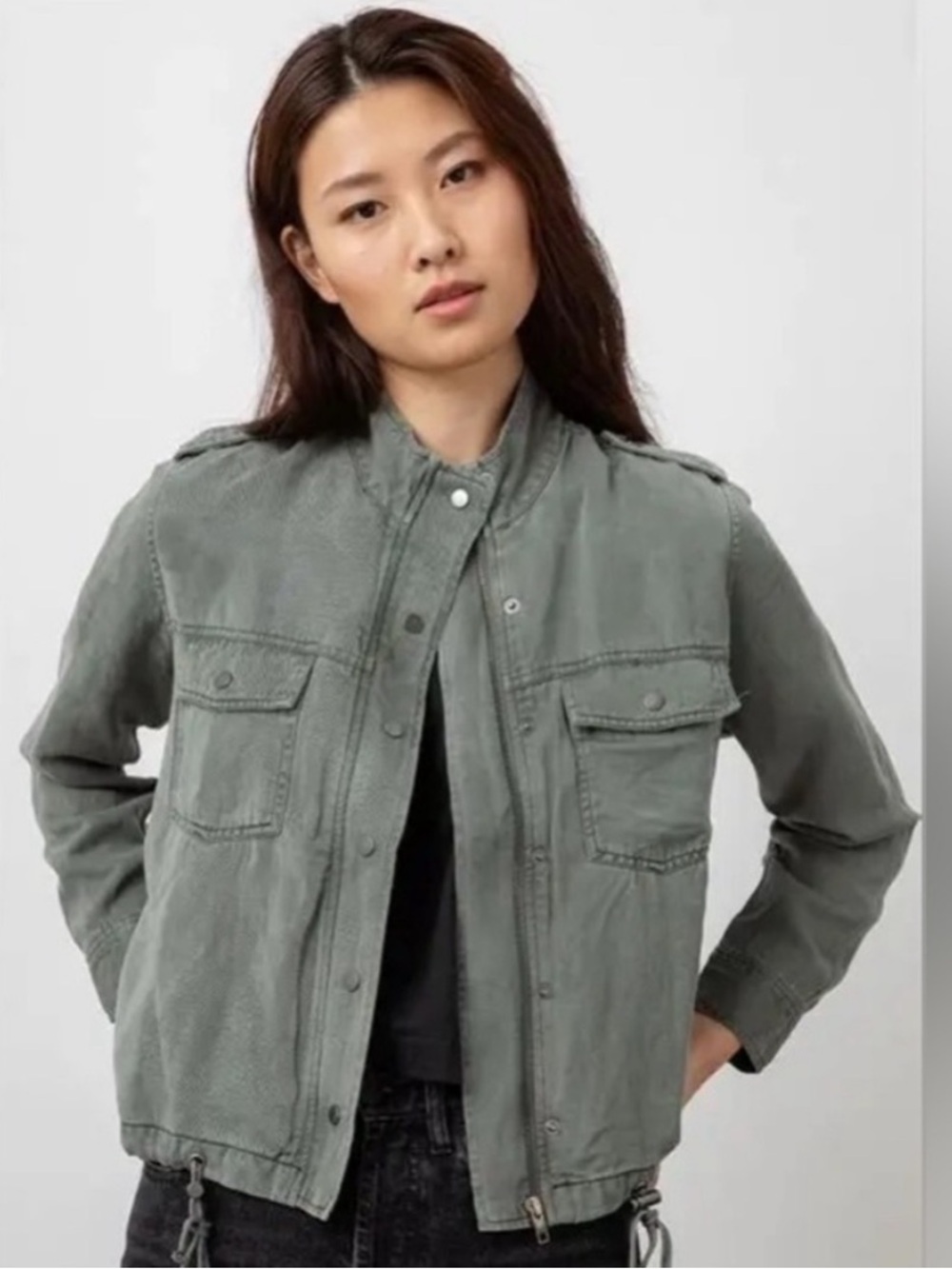 Rails Collins Utility Jacket In Sage Size XS Linen Blend